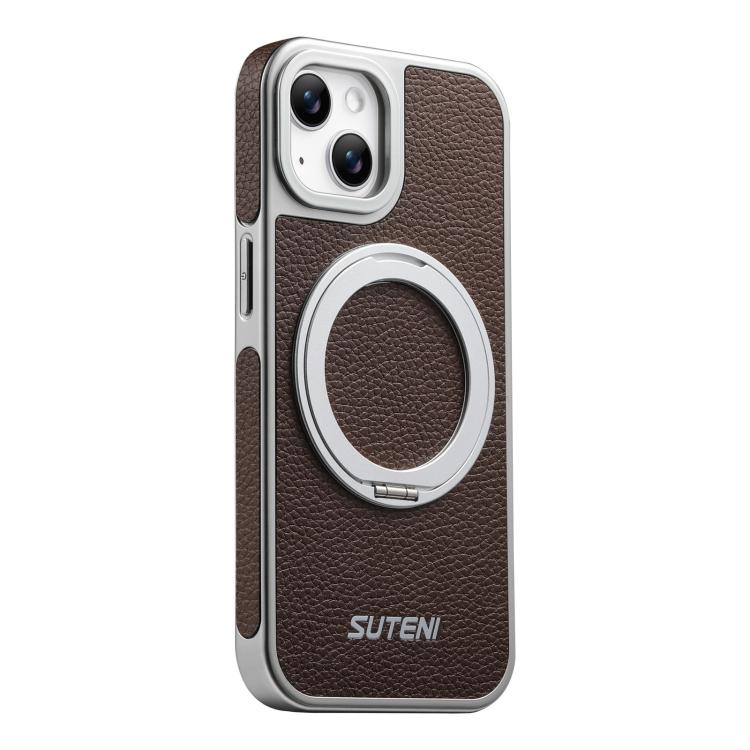 Custodia magnetica per telefono Suteni G6 con texture Litchi, galvanizzata, con supporto girevole a 360°., For iPhone 15, For iPhone 14, For iPhone 14 Pro, For iPhone 14 Pro Max, For iPhone 13 Pro Max, For iPhone 13 Pro, For iPhone 13