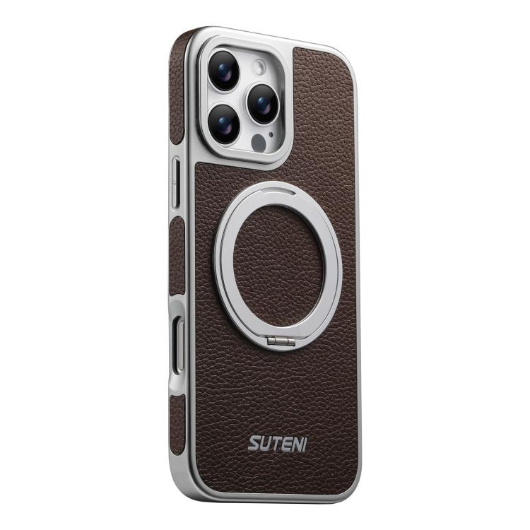 Custodia magnetica per telefono Suteni G6 con texture Litchi, galvanizzata, con supporto girevole a 360°., For iPhone 15, For iPhone 14, For iPhone 14 Pro, For iPhone 14 Pro Max, For iPhone 13 Pro Max, For iPhone 13 Pro, For iPhone 13