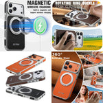 Custodia magnetica per telefono Suteni G6 con texture Litchi, galvanizzata, con supporto girevole a 360°., For iPhone 17 Pro Max, For iPhone 17 Pro, For iPhone 17, For iPhone 16 Pro Max, For iPhone 16 Pro, For iPhone 16, For iPhone 15 Pro Max          ...