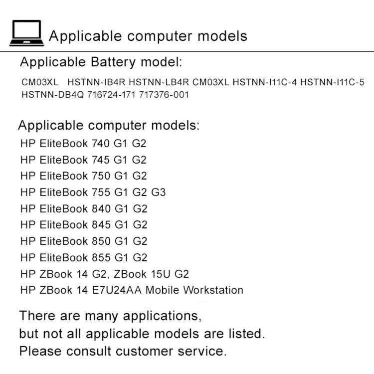 Batterie per laptop da 5000 mAh per HP EliteBook 840 G2 845 850 G1 740, CM03XL
