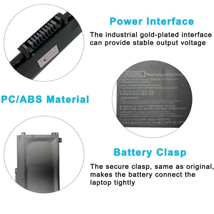 Batterie per laptop da 4300 mAh per HP Envy TPN-W127 TPN-W134, LK03XL