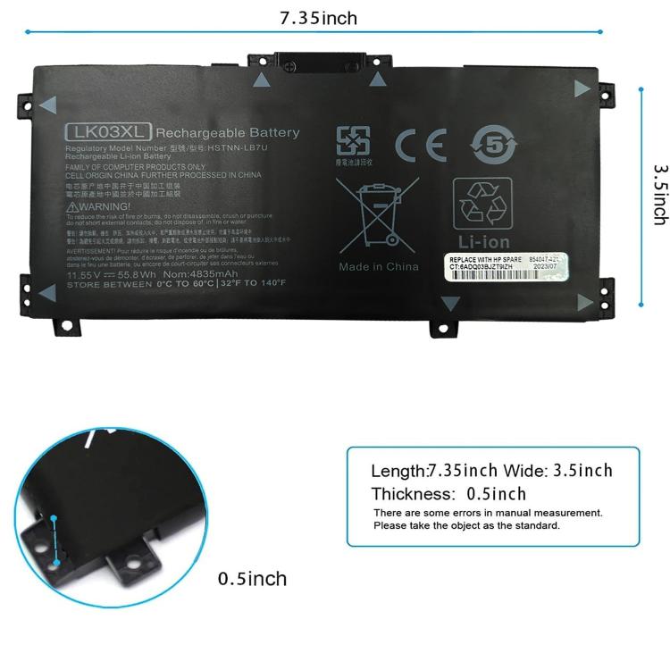Batterie per laptop da 4300 mAh per HP Envy TPN-W127 TPN-W134, LK03XL