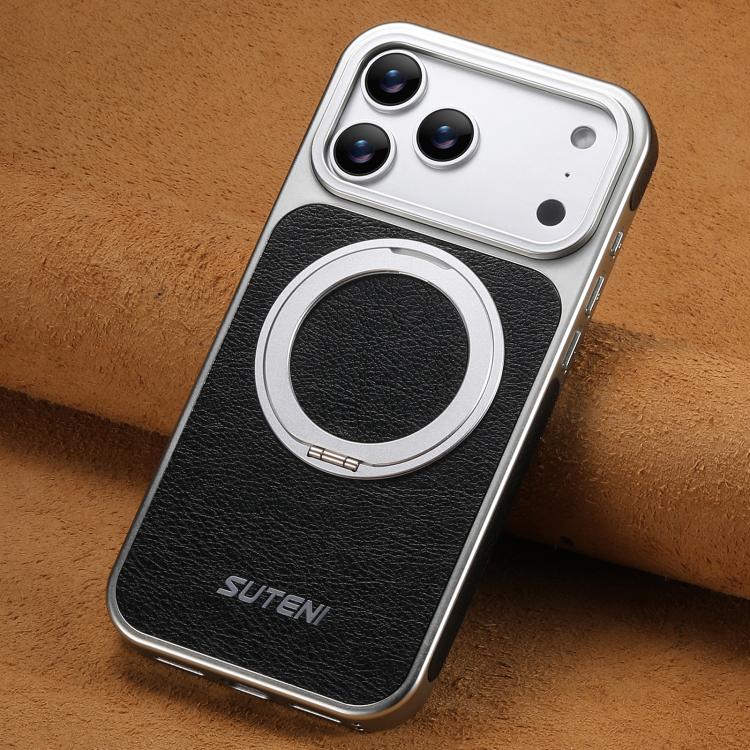 Custodia magnetica per telefono Suteni G6 con texture Crazy Horse galvanizzata e supporto girevole a 360°., For iPhone 17 Pro Max, For iPhone 17 Pro, For iPhone 17, For iPhone 16 Pro Max, For iPhone 16 Pro, For iPhone 16