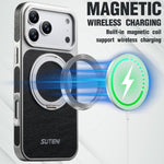 Custodia magnetica per telefono Suteni G6 con texture Crazy Horse galvanizzata e supporto girevole a 360°., For iPhone 17 Pro Max, For iPhone 17 Pro, For iPhone 17, For iPhone 16 Pro Max, For iPhone 16 Pro, For iPhone 16
