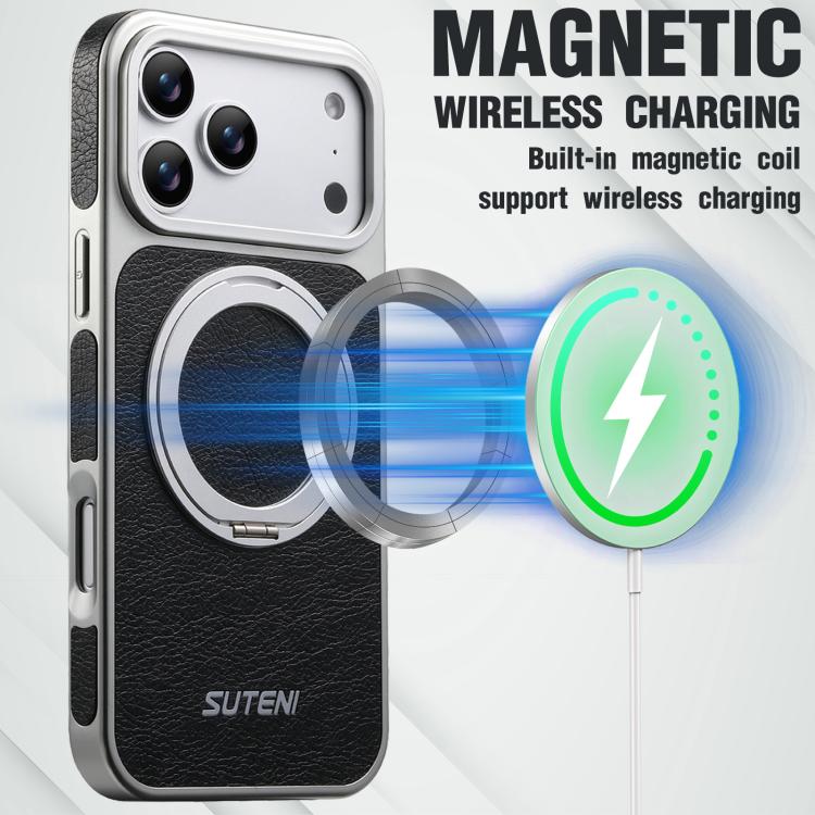 Custodia magnetica per telefono Suteni G6 con texture Crazy Horse galvanizzata e supporto girevole a 360°., For iPhone 17 Pro Max, For iPhone 17 Pro, For iPhone 17, For iPhone 16 Pro Max, For iPhone 16 Pro, For iPhone 16