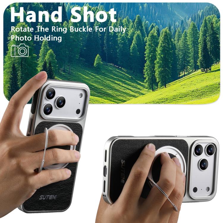 Custodia magnetica per telefono Suteni G6 con texture Crazy Horse galvanizzata e supporto girevole a 360°., For iPhone 17 Pro Max, For iPhone 17 Pro, For iPhone 17, For iPhone 16 Pro Max, For iPhone 16 Pro, For iPhone 16