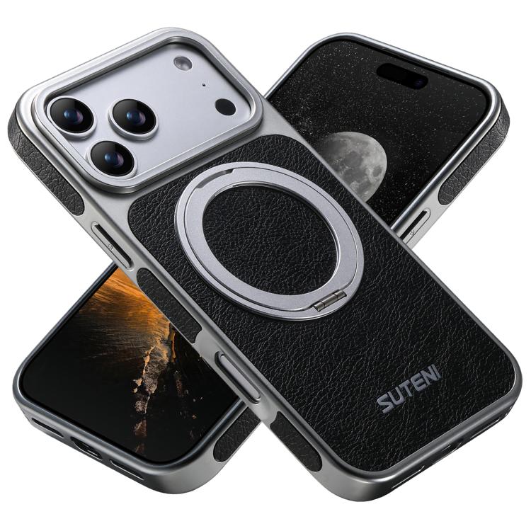 Custodia magnetica per telefono Suteni G6 con texture Crazy Horse galvanizzata e supporto girevole a 360°., For iPhone 17 Pro Max, For iPhone 17 Pro, For iPhone 17, For iPhone 16 Pro Max, For iPhone 16 Pro, For iPhone 16