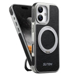 Custodia magnetica per telefono Suteni G6 con texture Crazy Horse galvanizzata e supporto girevole a 360°., For iPhone 17 Pro Max, For iPhone 17 Pro, For iPhone 17, For iPhone 16 Pro Max, For iPhone 16 Pro, For iPhone 16