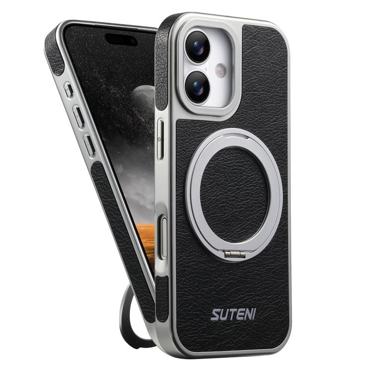Custodia magnetica per telefono Suteni G6 con texture Crazy Horse galvanizzata e supporto girevole a 360°., For iPhone 17 Pro Max, For iPhone 17 Pro, For iPhone 17, For iPhone 16 Pro Max, For iPhone 16 Pro, For iPhone 16