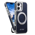 Custodia magnetica per telefono Suteni G6 con texture Crazy Horse galvanizzata e supporto girevole a 360°., For iPhone 17 Pro Max, For iPhone 17 Pro, For iPhone 17, For iPhone 16 Pro Max, For iPhone 16 Pro, For iPhone 16