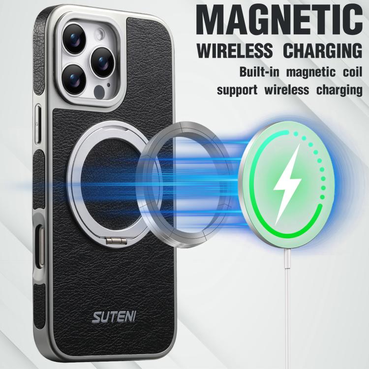 Custodia magnetica per telefono Suteni G6 con texture Crazy Horse galvanizzata e supporto girevole a 360°., For iPhone 15 Pro Max, For iPhone 15 Pro, For iPhone 15, For iPhone 14, For iPhone 14 Pro, For iPhone 14 Pro Max