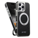 Custodia magnetica per telefono Suteni G6 con texture Crazy Horse galvanizzata e supporto girevole a 360°., For iPhone 15 Pro Max, For iPhone 15 Pro, For iPhone 15, For iPhone 14, For iPhone 14 Pro, For iPhone 14 Pro Max