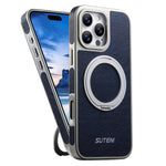 Custodia magnetica per telefono Suteni G6 con texture Crazy Horse galvanizzata e supporto girevole a 360°., For iPhone 15 Pro Max, For iPhone 15 Pro, For iPhone 15, For iPhone 14, For iPhone 14 Pro, For iPhone 14 Pro Max