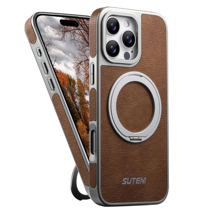 Custodia magnetica per telefono Suteni G6 con texture Crazy Horse galvanizzata e supporto girevole a 360°., For iPhone 15 Pro Max, For iPhone 15 Pro, For iPhone 15, For iPhone 14, For iPhone 14 Pro, For iPhone 14 Pro Max