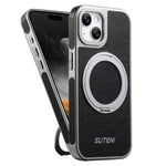 Custodia magnetica per telefono Suteni G6 con texture Crazy Horse galvanizzata e supporto girevole a 360°., For iPhone 15 Pro Max, For iPhone 15 Pro, For iPhone 15, For iPhone 14, For iPhone 14 Pro, For iPhone 14 Pro Max
