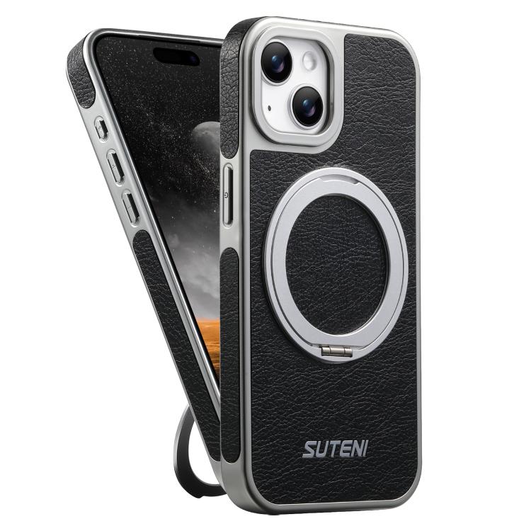 Custodia magnetica per telefono Suteni G6 con texture Crazy Horse galvanizzata e supporto girevole a 360°., For iPhone 15 Pro Max, For iPhone 15 Pro, For iPhone 15, For iPhone 14, For iPhone 14 Pro, For iPhone 14 Pro Max