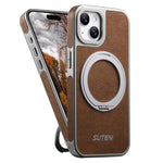 Custodia magnetica per telefono Suteni G6 con texture Crazy Horse galvanizzata e supporto girevole a 360°., For iPhone 15 Pro Max, For iPhone 15 Pro, For iPhone 15, For iPhone 14, For iPhone 14 Pro, For iPhone 14 Pro Max