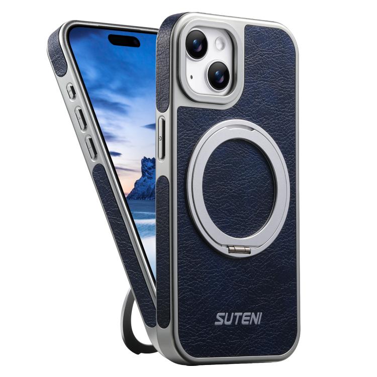 Custodia magnetica per telefono Suteni G6 con texture Crazy Horse galvanizzata e supporto girevole a 360°., For iPhone 15 Pro Max, For iPhone 15 Pro, For iPhone 15, For iPhone 14, For iPhone 14 Pro, For iPhone 14 Pro Max