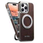 Custodia magnetica per telefono Suteni G6 con texture Crazy Horse galvanizzata e supporto girevole a 360°., For iPhone 15 Pro Max, For iPhone 15 Pro, For iPhone 15, For iPhone 14, For iPhone 14 Pro, For iPhone 14 Pro Max