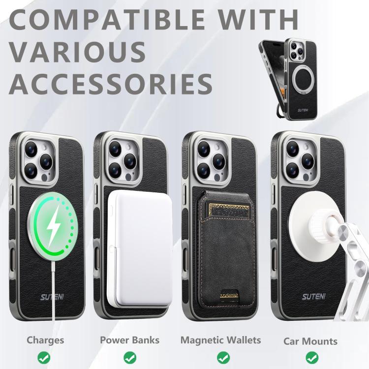 Custodia magnetica per telefono Suteni G6 con texture Crazy Horse galvanizzata e supporto girevole a 360°., For iPhone 13 Pro Max, For iPhone 13 Pro