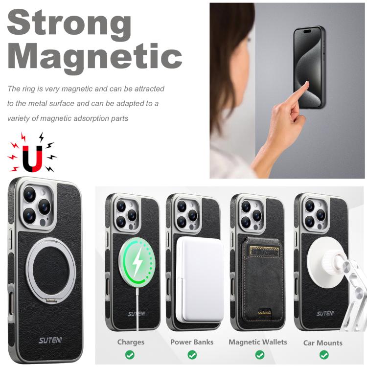 Custodia magnetica per telefono Suteni G6 con texture Crazy Horse galvanizzata e supporto girevole a 360°., For iPhone 13 Pro Max, For iPhone 13 Pro