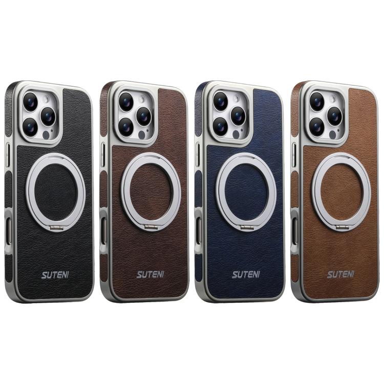 Custodia magnetica per telefono Suteni G6 con texture Crazy Horse galvanizzata e supporto girevole a 360°., For iPhone 13 Pro Max, For iPhone 13 Pro