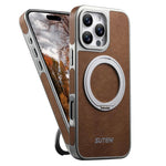 Custodia magnetica per telefono Suteni G6 con texture Crazy Horse galvanizzata e supporto girevole a 360°., For iPhone 13 Pro Max, For iPhone 13 Pro