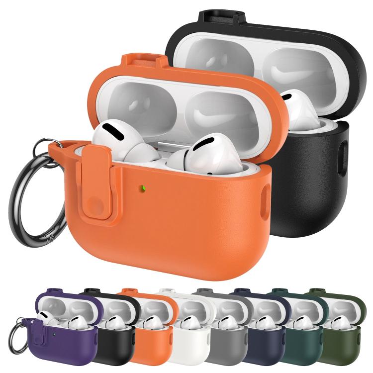 Copriauricolari in TPU effetto pelle granulata con gancio ad anello, For AirPods Pro 3, For AirPods 4, For AirPods Pro 2
