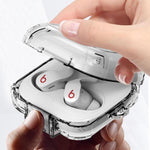 Cover per auricolari trasparente in metallo con chiusura a scatto, antiurto e passante per le dita., For Beats Fit Pro