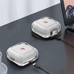 Cover per auricolari trasparente in metallo con chiusura a scatto, antiurto e passante per le dita., For Beats Fit Pro