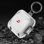 Cover per auricolari trasparente in metallo con chiusura a scatto, antiurto e passante per le dita., For Beats Fit Pro