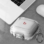 Cover per auricolari trasparente in metallo con chiusura a scatto, antiurto e passante per le dita., For Beats Fit Pro