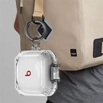 Cover per auricolari trasparente in metallo con chiusura a scatto, antiurto e passante per le dita., For Beats Fit Pro