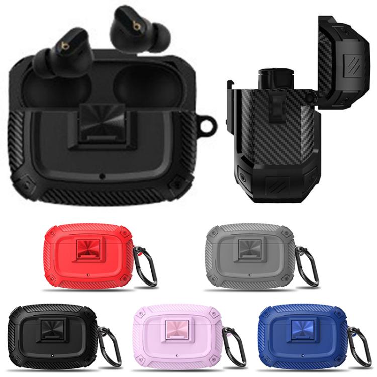 Cover per auricolari in TPU con chiusura a scatto in fibra di carbonio e fibbia in metallo., For Beats Studio Buds / Buds+