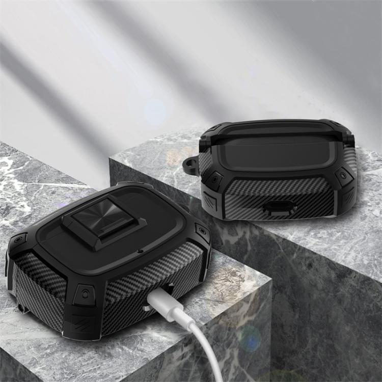 Cover per auricolari in TPU con chiusura a scatto in fibra di carbonio e fibbia in metallo., For Beats Studio Buds / Buds+