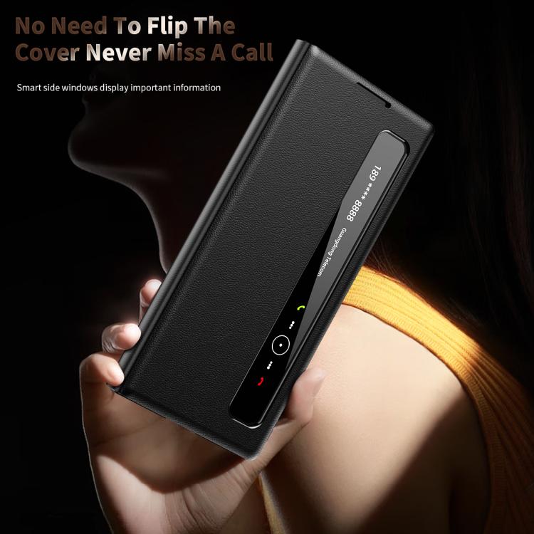Custodia per telefono in pelle con finestra Smart View, For Galaxy Z Fold3