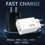 Caricabatterie PD47 da 100 W GaN PD Type-C, compatibile con protocollo QC3.0 USB, spina europea., EU Plug