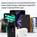 Caricabatterie PD47 da 100 W GaN PD Type-C, compatibile con protocollo QC3.0 USB, spina europea., EU Plug