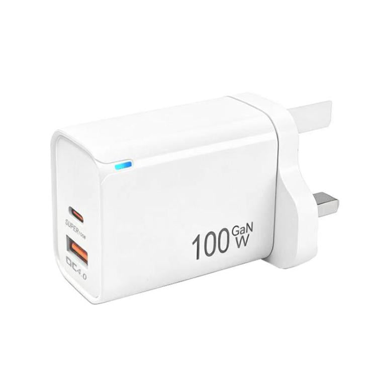 Caricabatterie PD47 da 100 W GaN PD Type-C, compatibile con protocollo QC3.0 USB, spina UK., UK Plug