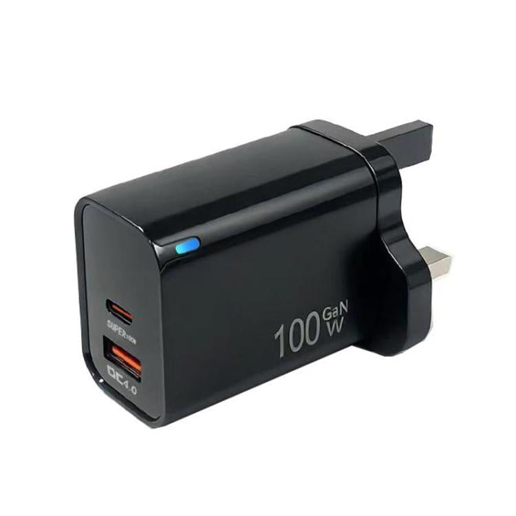 Caricabatterie PD47 da 100 W GaN PD Type-C, compatibile con protocollo QC3.0 USB, spina UK., UK Plug