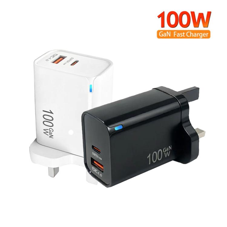 Caricabatterie PD47 da 100 W GaN PD Type-C, compatibile con protocollo QC3.0 USB, spina UK., UK Plug