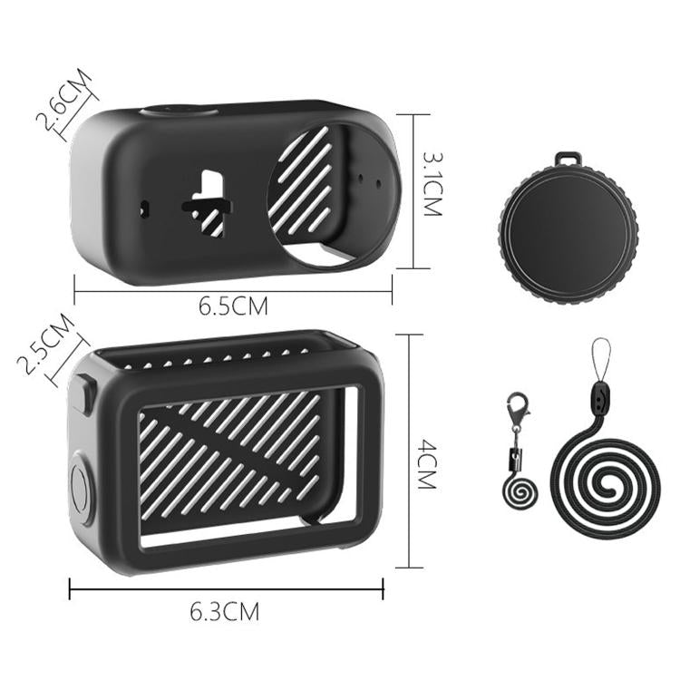 Cover protettiva antiurto in silicone 3 in 1 per modulo di trasmissione, lente e corpo, con cordino, per modulo di trasmissione, lente e corpo., For DJI Osmo Nano