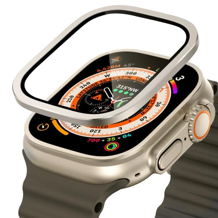 Orologio con cornice in metallo di titanio e vetro temperato., For Apple Watch Ultra 49mm
