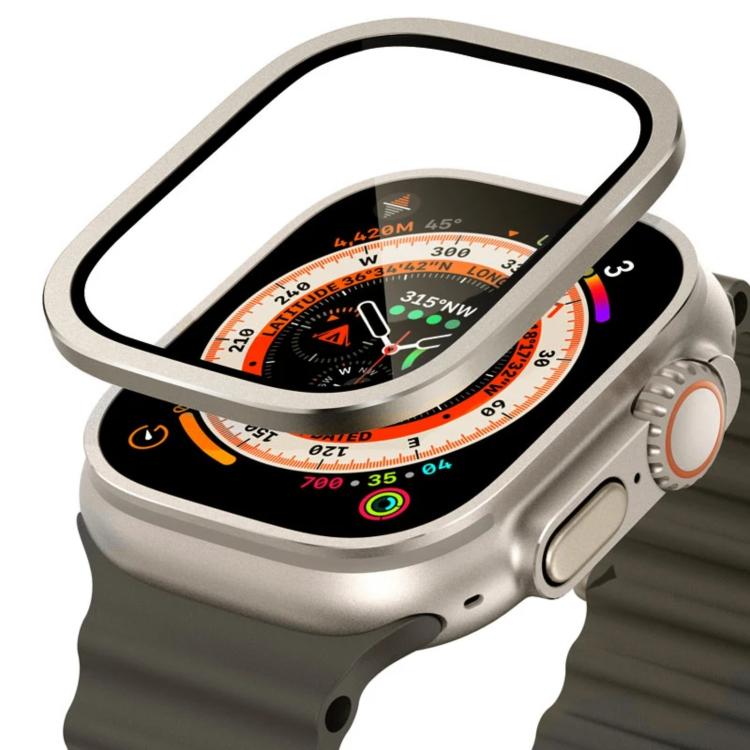Orologio con cornice in metallo di titanio e vetro temperato., For Apple Watch Ultra 49mm