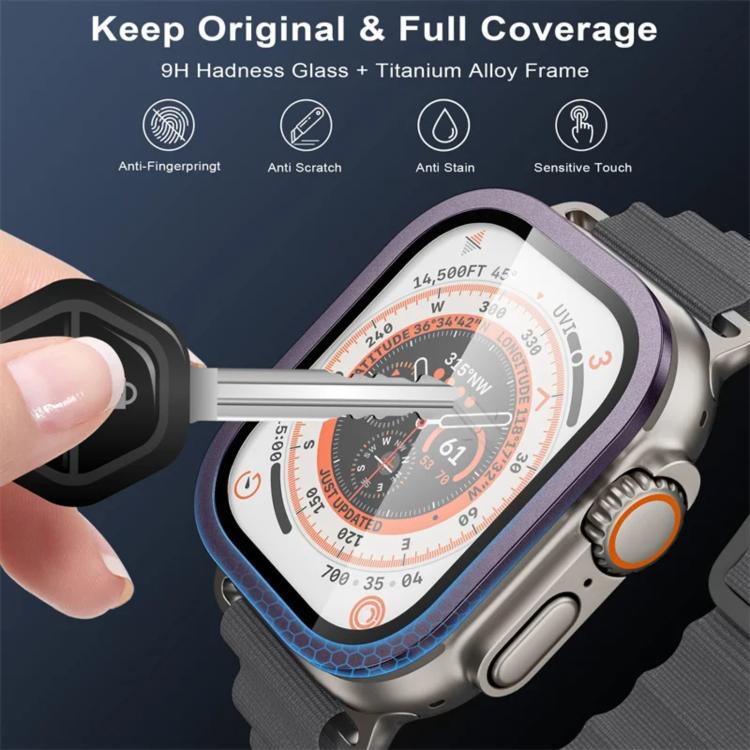 Orologio con cornice in metallo di titanio e vetro temperato., For Apple Watch Ultra 49mm