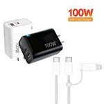 Caricabatterie USB PD47 GaN PD45W Type-C + QC3.0 con cavo dati da Type-C a Type-C / 8 pin, spina USA, US Plug