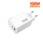 Caricabatterie USB PD47 GaN PD45W Type-C + QC3.0 con cavo dati da Type-C a Type-C / 8 pin, spina europea., EU Plug