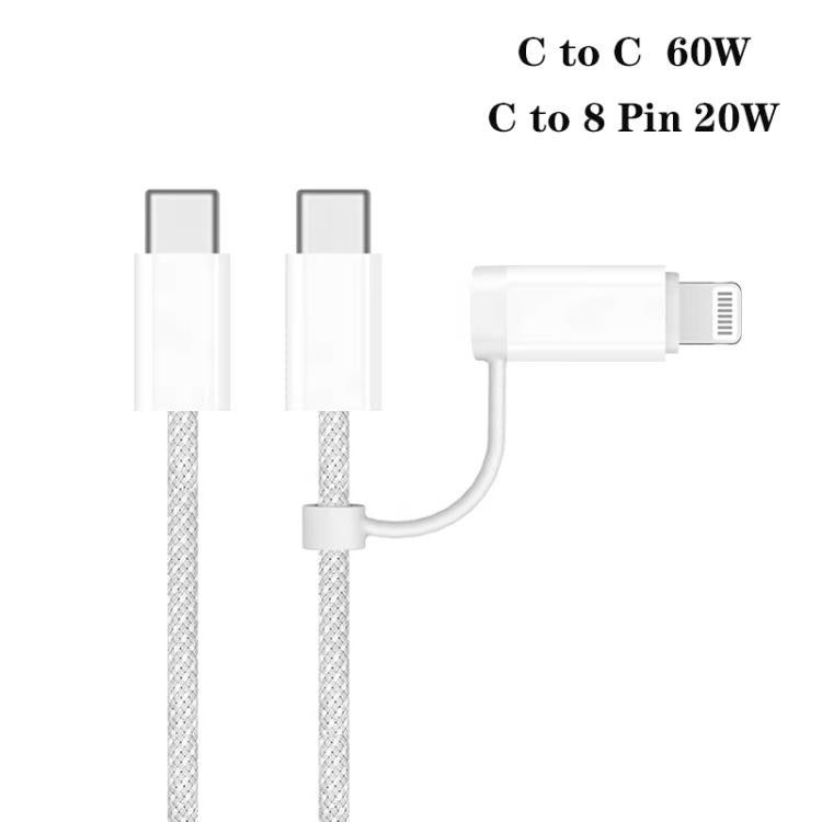 Caricabatterie USB PD47 GaN PD45W Type-C + QC3.0 con cavo dati da Type-C a Type-C / 8 pin, spina UK, UK Plug