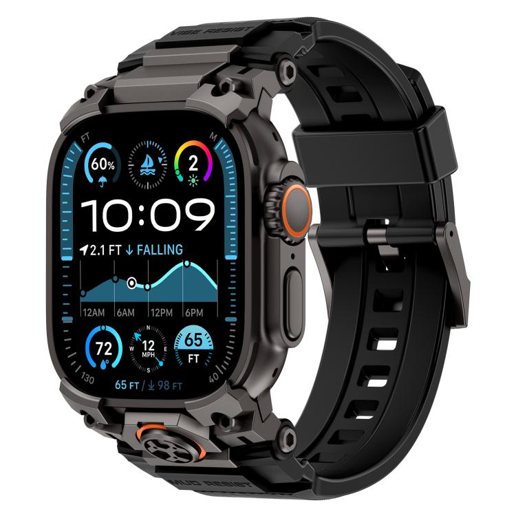 Cinturino per orologio in silicone con armatura personalizzata in metallo, For Apple Watch Ultra 3 / 2 / 1 49mm