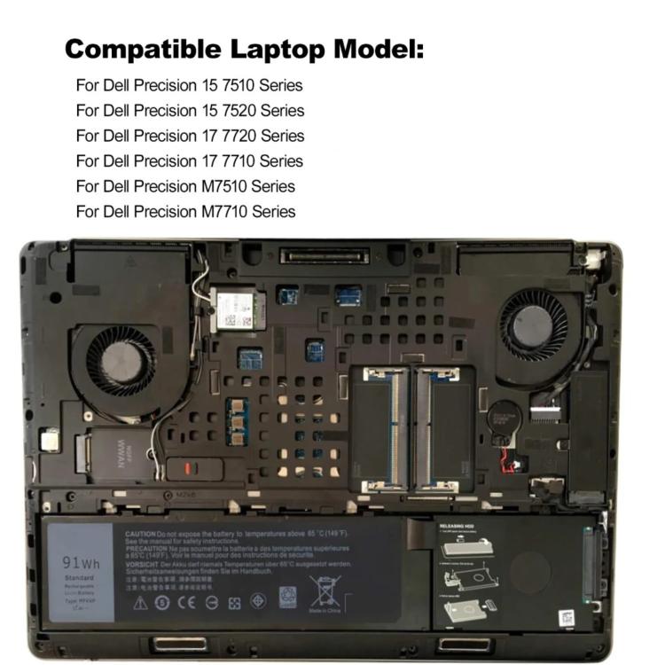 Batteria da 7800 mAh per laptop Dell Precision 7510 / 7520, MFKVP